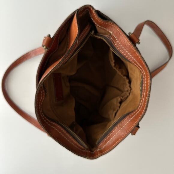 Patricia Nash Poppy Heritage Top Handle Full Leather Tan Tote Bag Purse - Picture 10 of 13